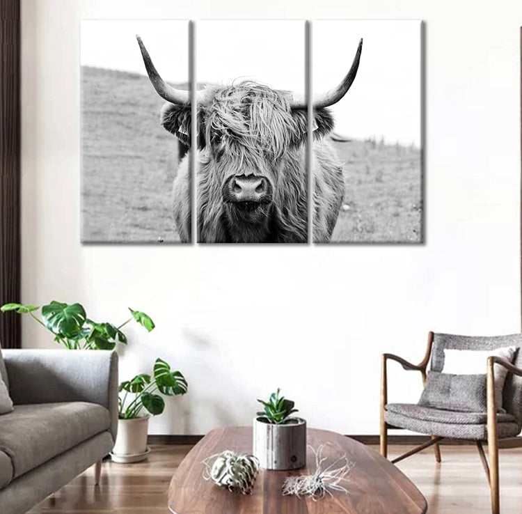 Black and White Cow Canvas Panel (set of 3)