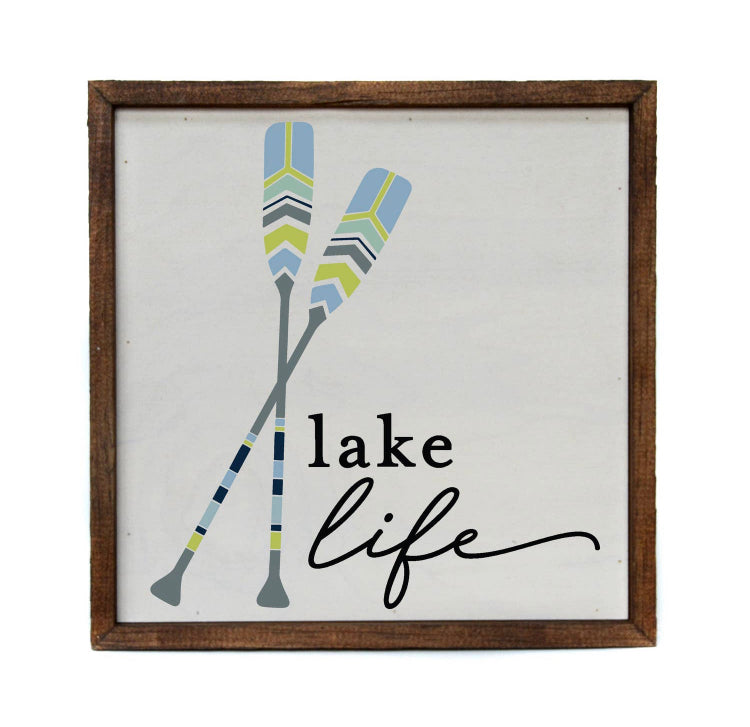 Lake Life Sign with Paddles