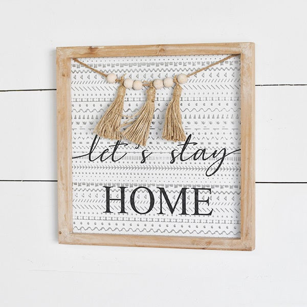 Let’s Stay Home Beaded Sign
