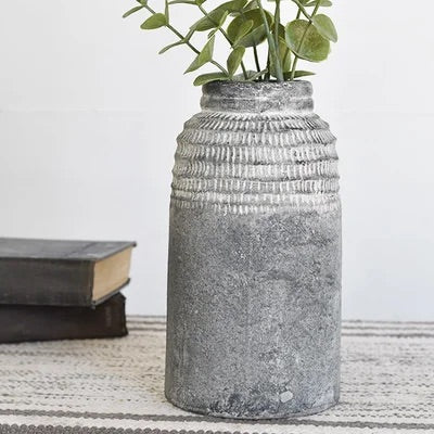 9” Charcoal Carved Vase